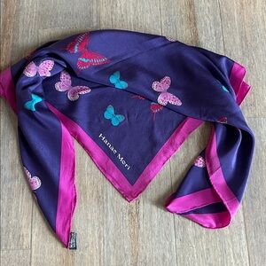 Vintage 90s Japanese Hanae Mori Butterfly Print Silk Scarf square